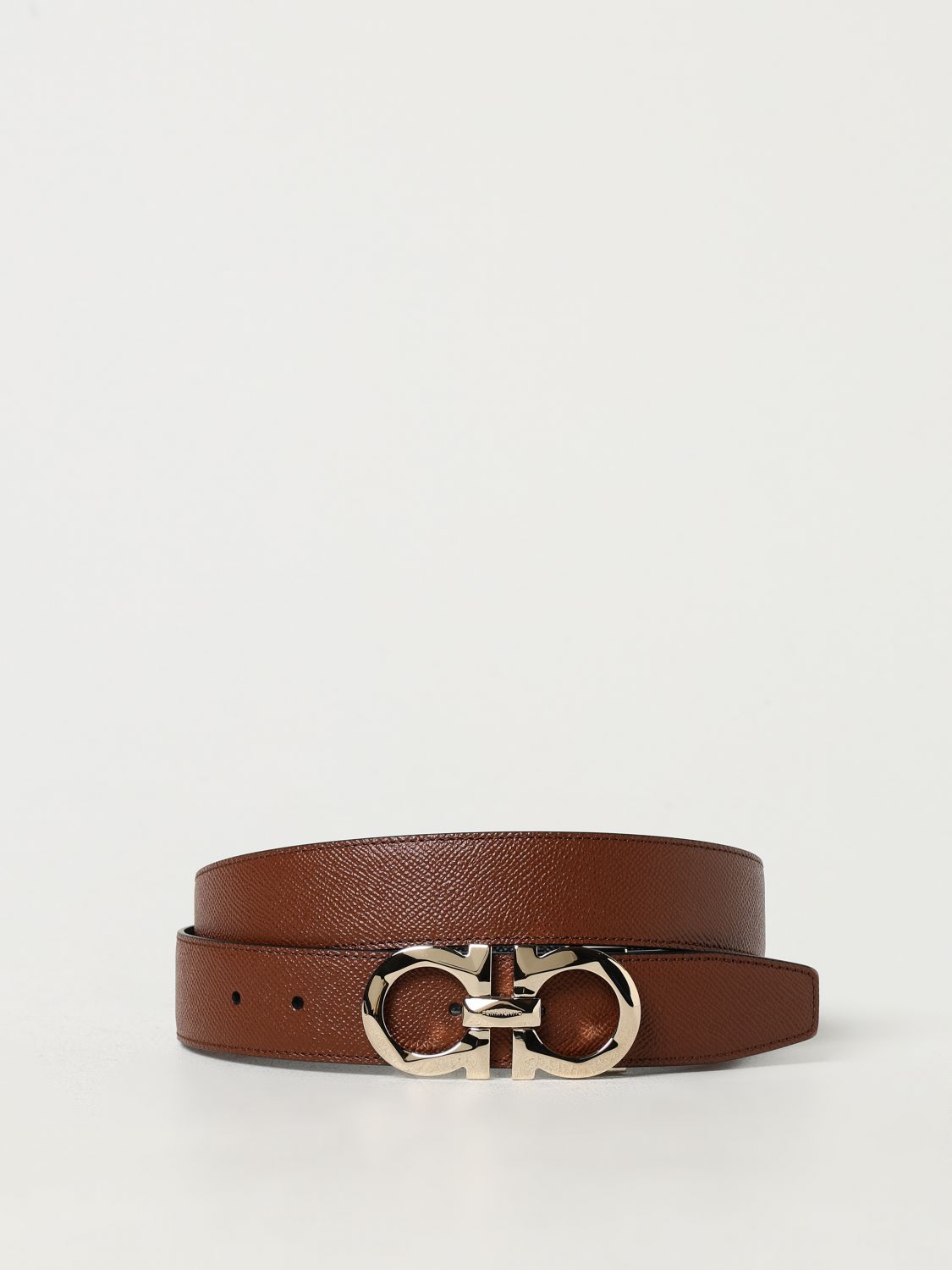 Giglio Cintura Gancini Ferragamo reversibile in pelle a grana