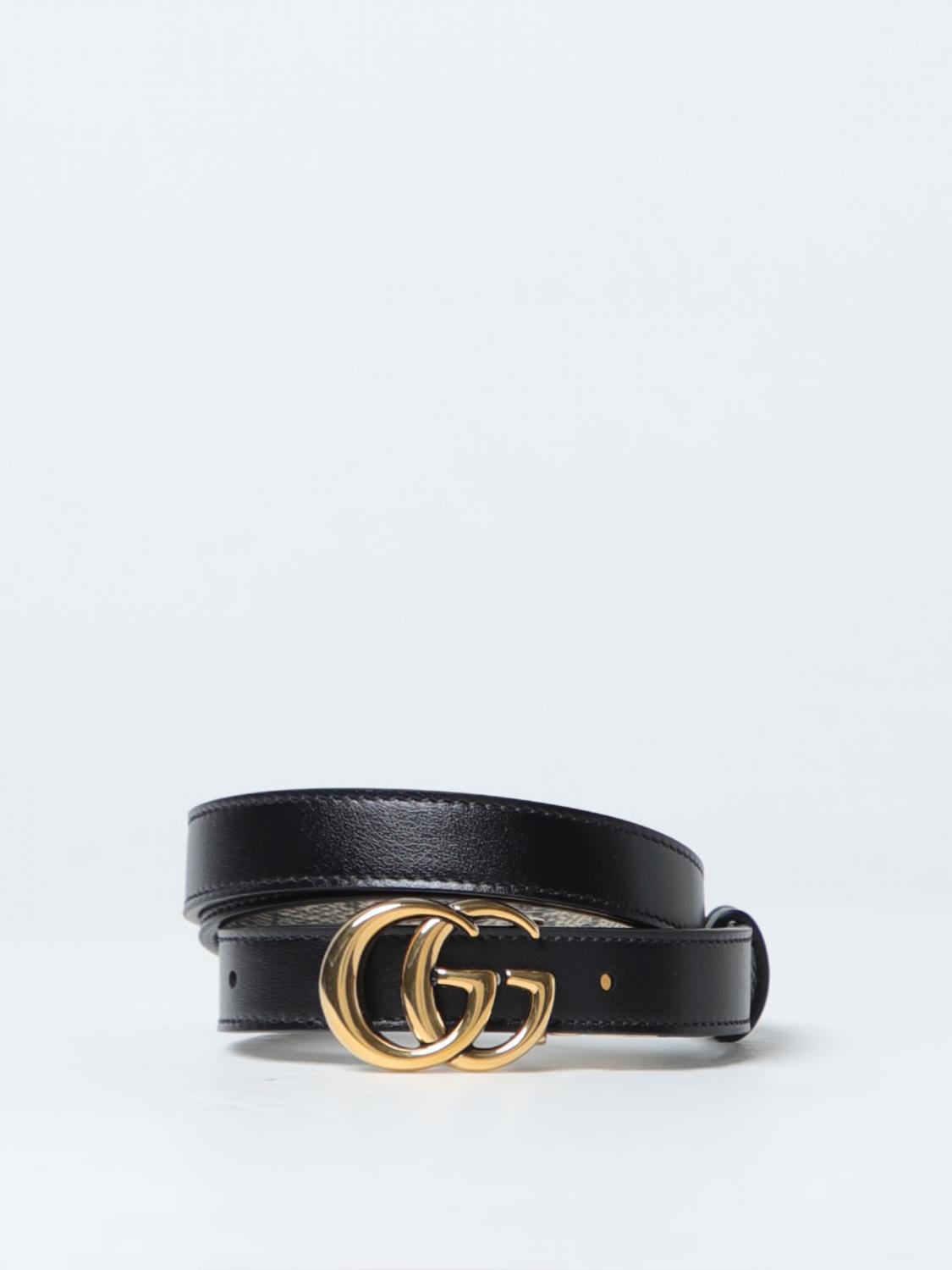 Giglio Cintura Marmont Gucci Reversibile In Pelle E Tessuto GG Supreme