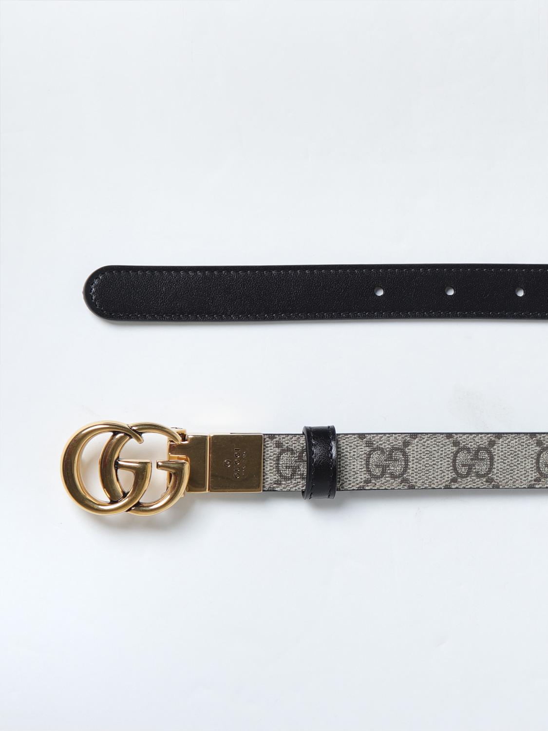 Giglio Cintura Marmont Gucci Reversibile In Pelle E Tessuto GG Supreme