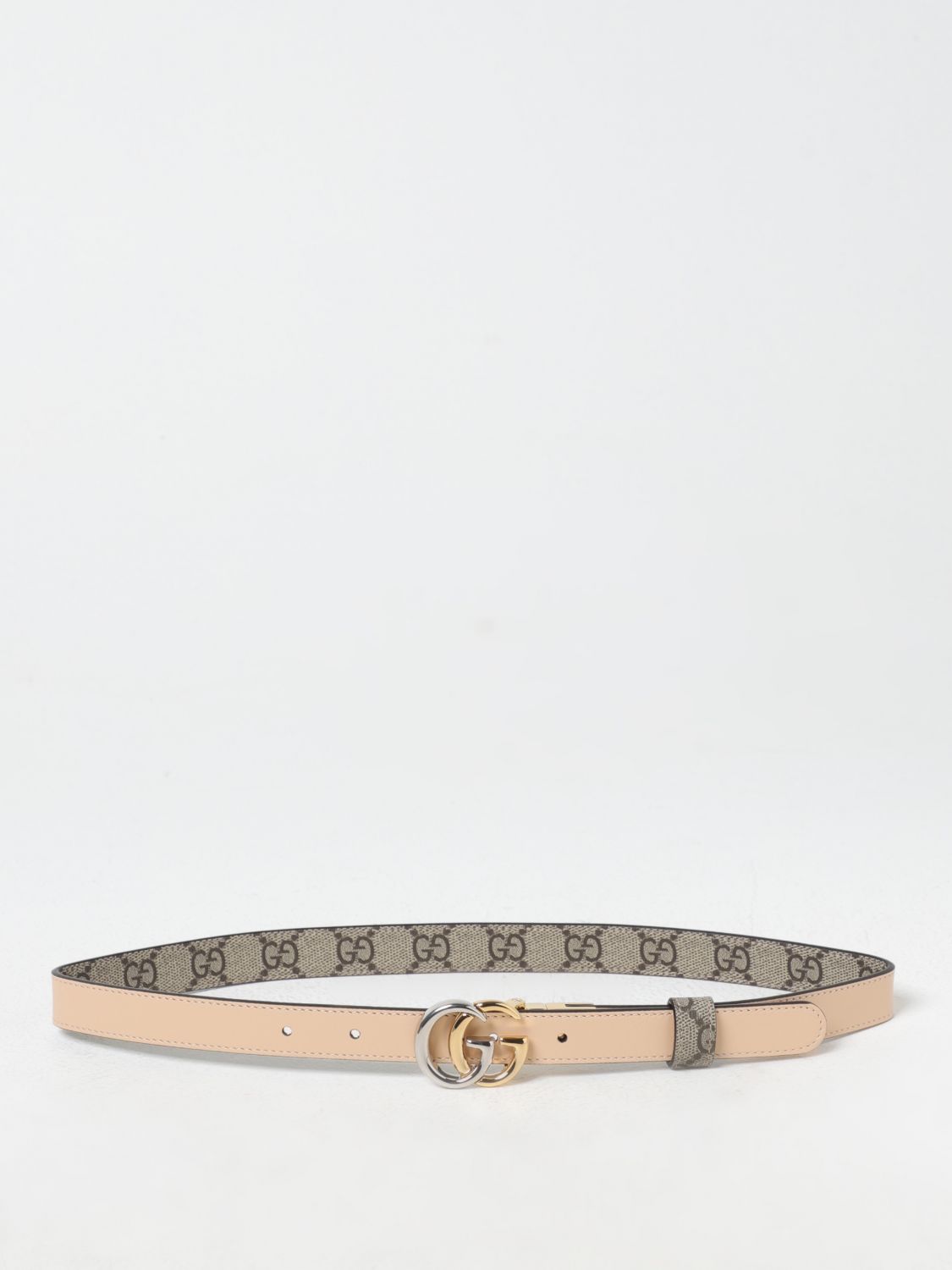 Giglio Cintura Marmont Gucci Reversibile In Pelle E Tessuto GG Supreme