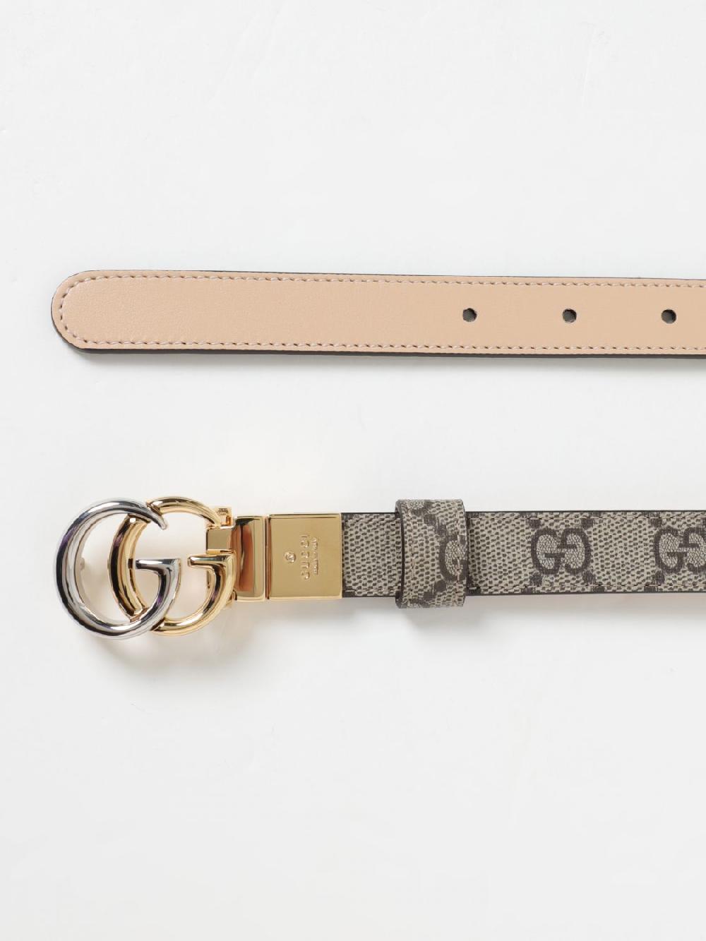 Giglio Cintura Marmont Gucci Reversibile In Pelle E Tessuto GG Supreme