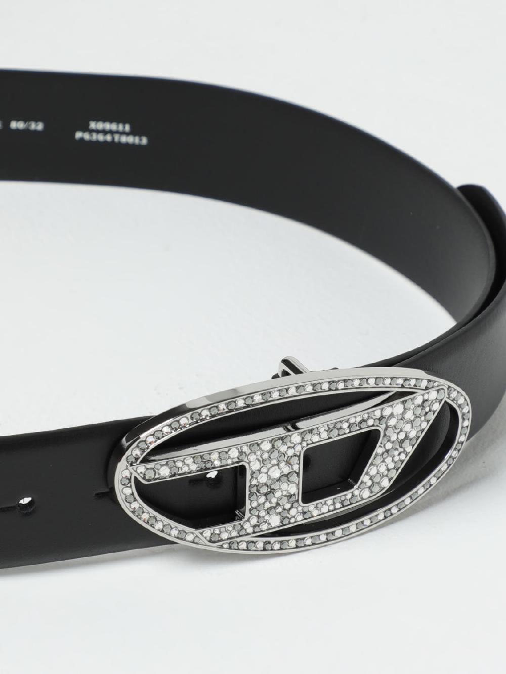 Giglio Cintura Oval D Diesel In Pelle Con Strass Incastonati