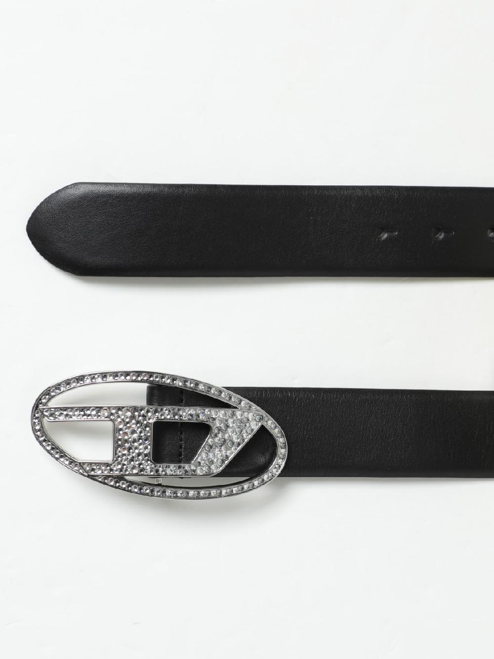 Giglio Cintura Oval D Diesel In Pelle Con Strass Incastonati