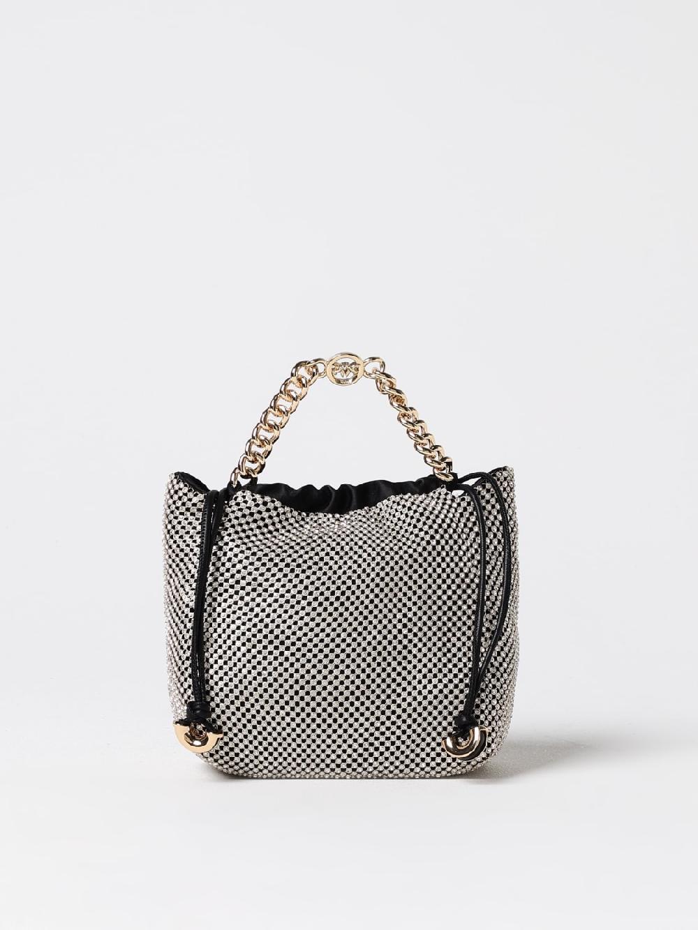 Giglio Clutch Atalanta Mini Pinko in alluminio con strass all over