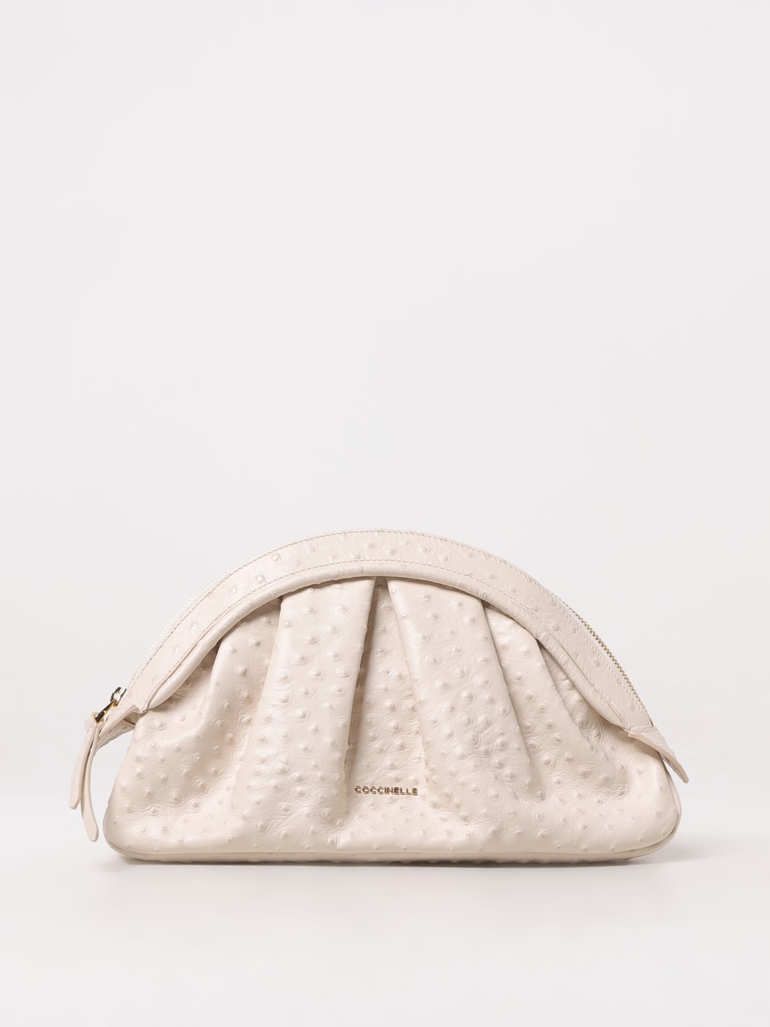 Giglio Clutch Cheek Ostrich Coccinelle in pelle stampa struzzo