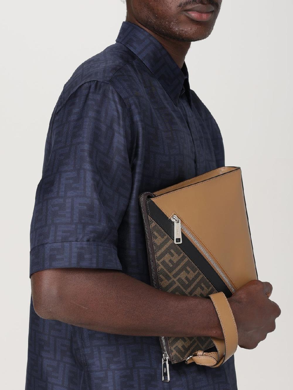 Giglio Clutch FF 1974 Fendi In Pelle E Cotone Spalmato