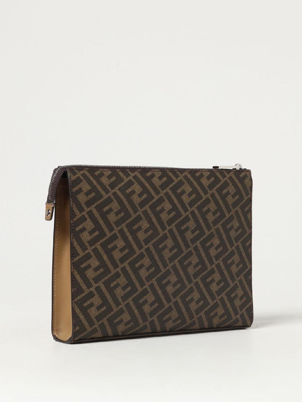 Giglio Clutch FF 1974 Fendi In Pelle E Cotone Spalmato