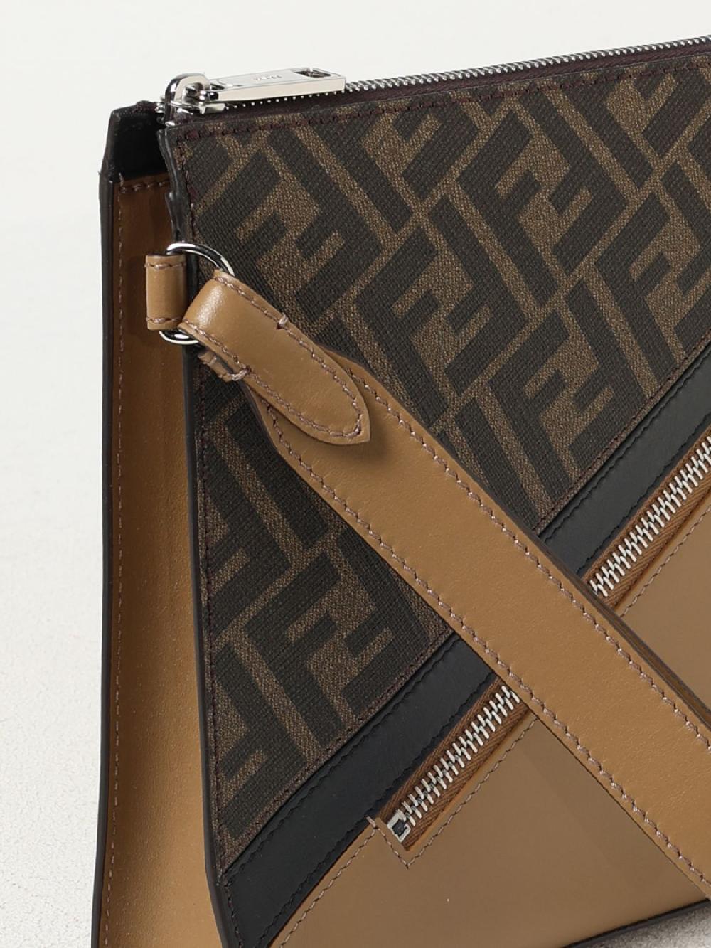 Giglio Clutch FF 1974 Fendi In Pelle E Cotone Spalmato