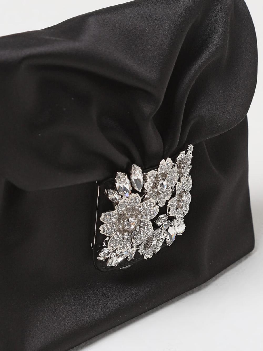 Giglio Clutch Micro Drapé Roger Vivier In Raso Con Fibbia Bouquet Gioiello