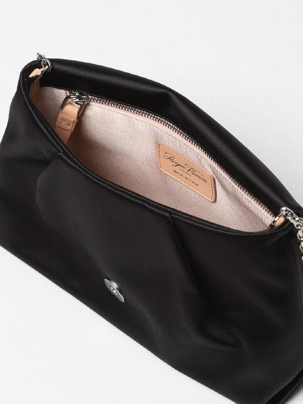 Giglio Clutch Micro Drapé Roger Vivier In Raso Con Fibbia Bouquet Gioiello