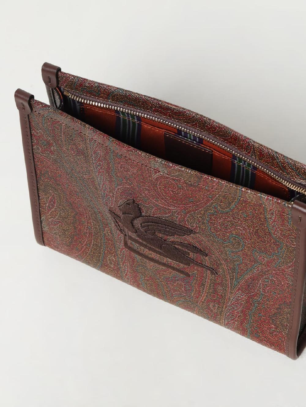 Giglio Clutch Pegaso Etro In Cotone Spalmato A Grana Opaca