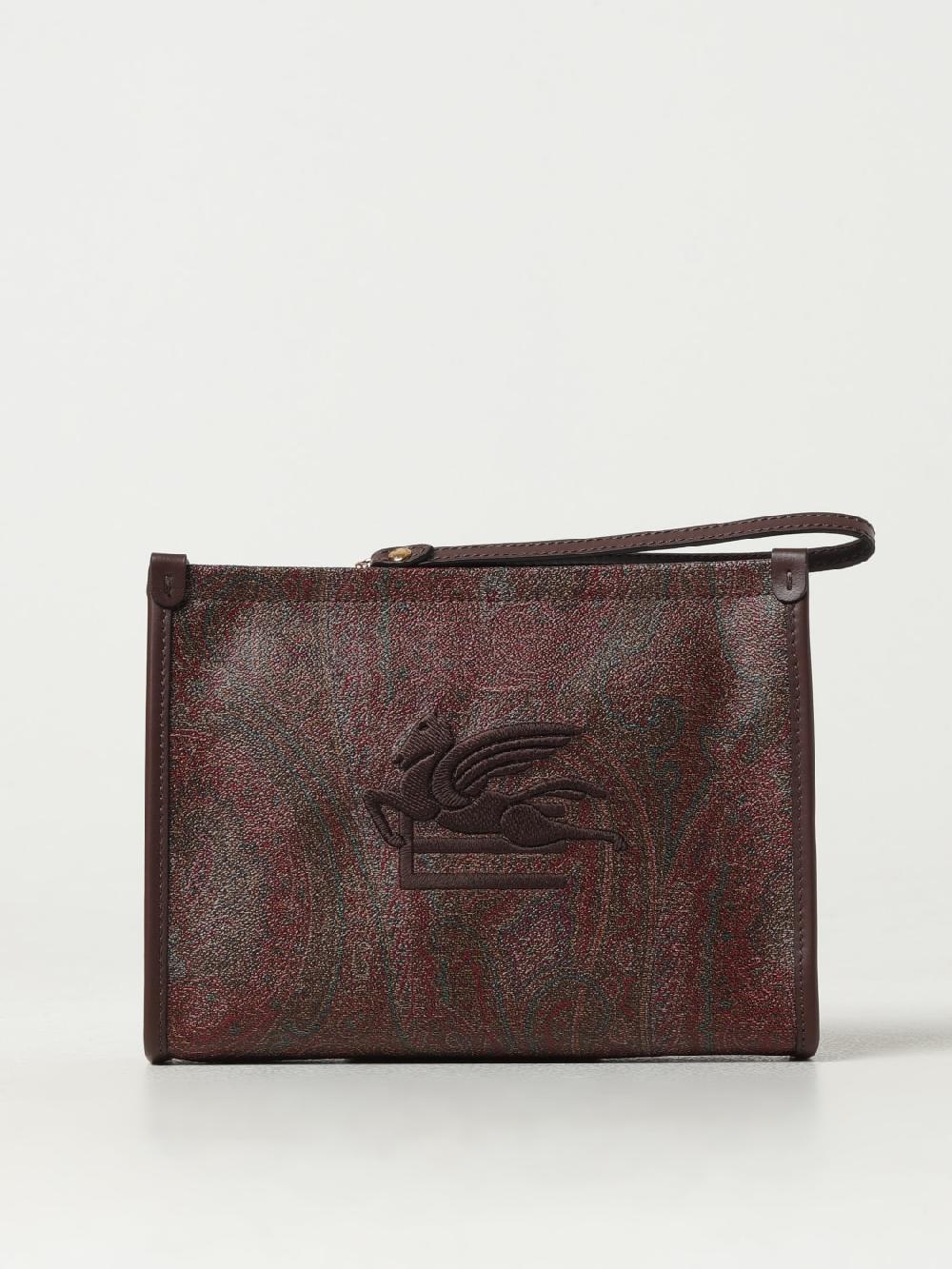 Giglio Clutch Pegaso Etro in cotone spalmato a grana opaca