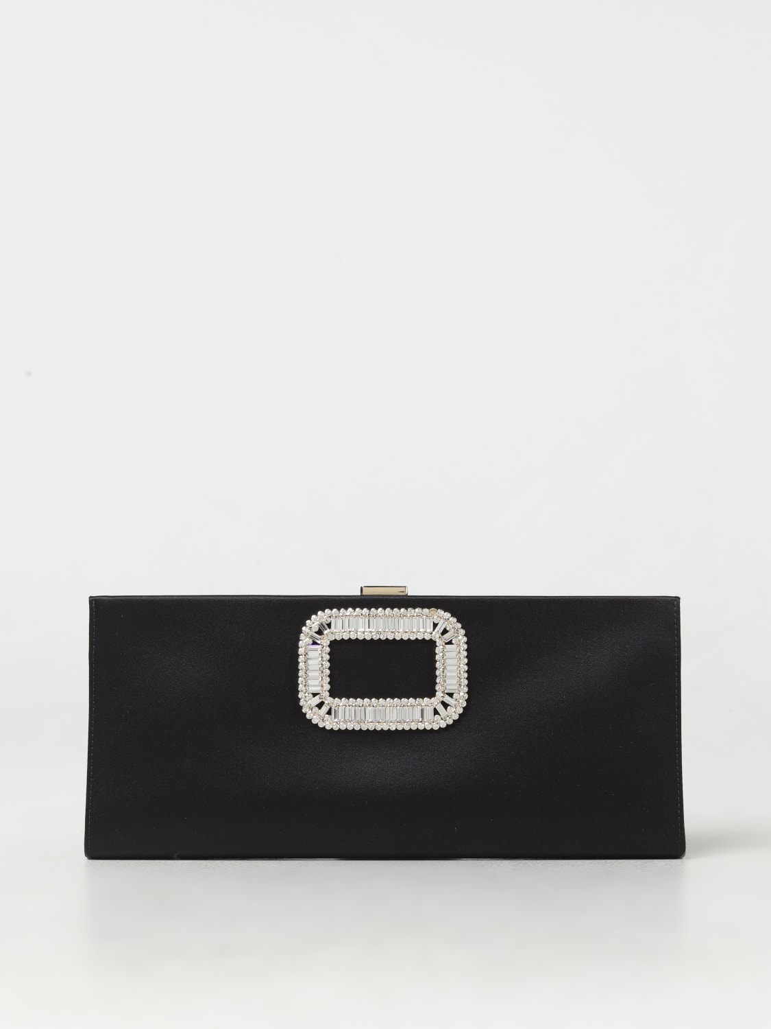 Giglio Clutch Pilgrim Roger Vivier in raso con fibbia gioiello