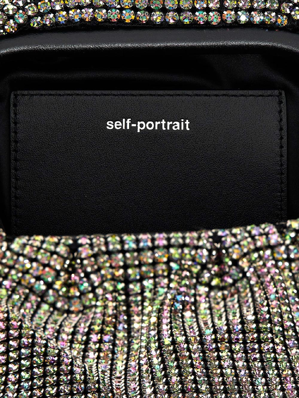 Giglio Clutch Rhinestone Chainmail Self-Portrait In Maglia Metallica Con Strass All Over