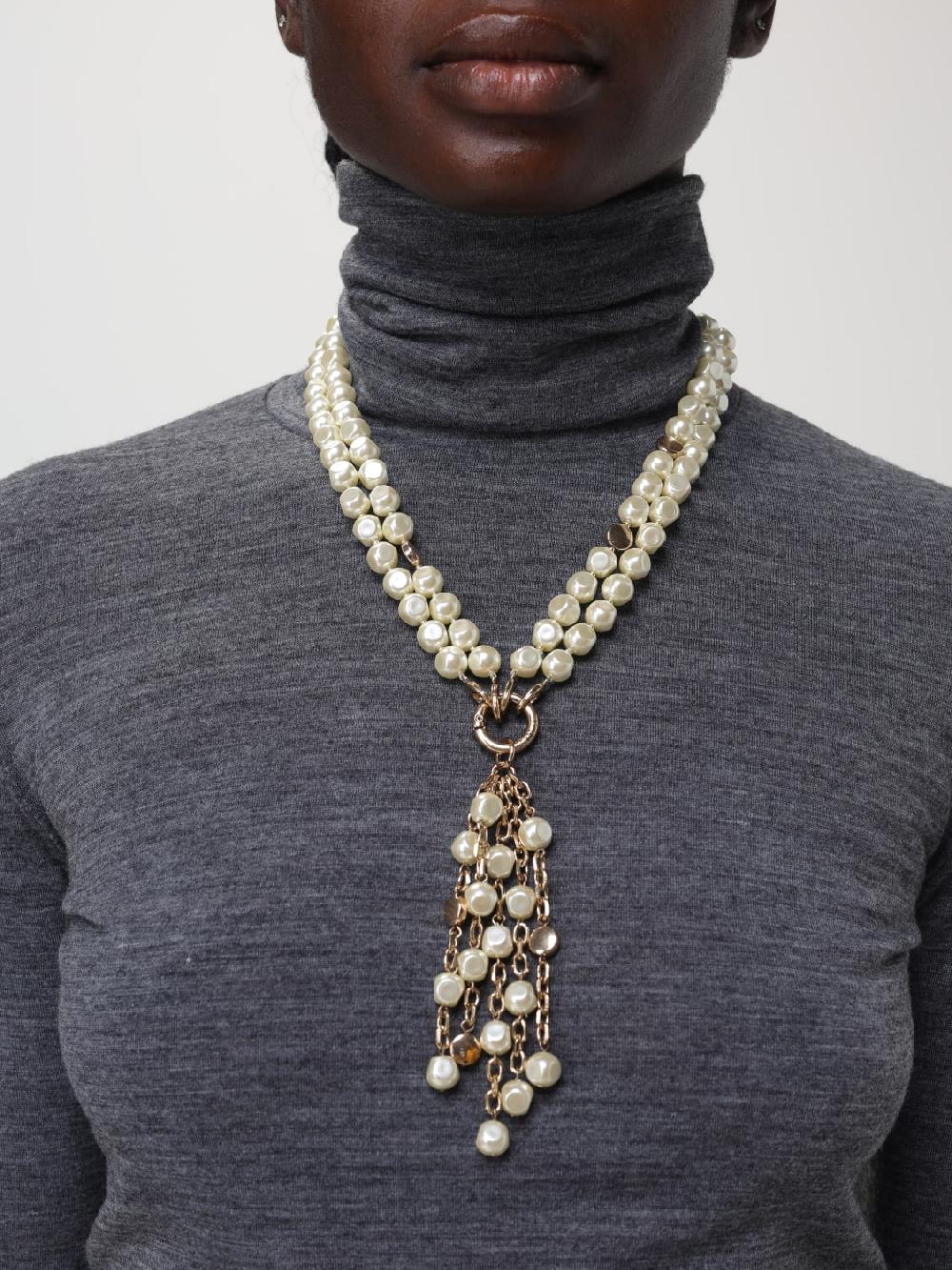 Giglio Collana Giselle 'S Max Mara In Ottone Con Perle Sintetiche