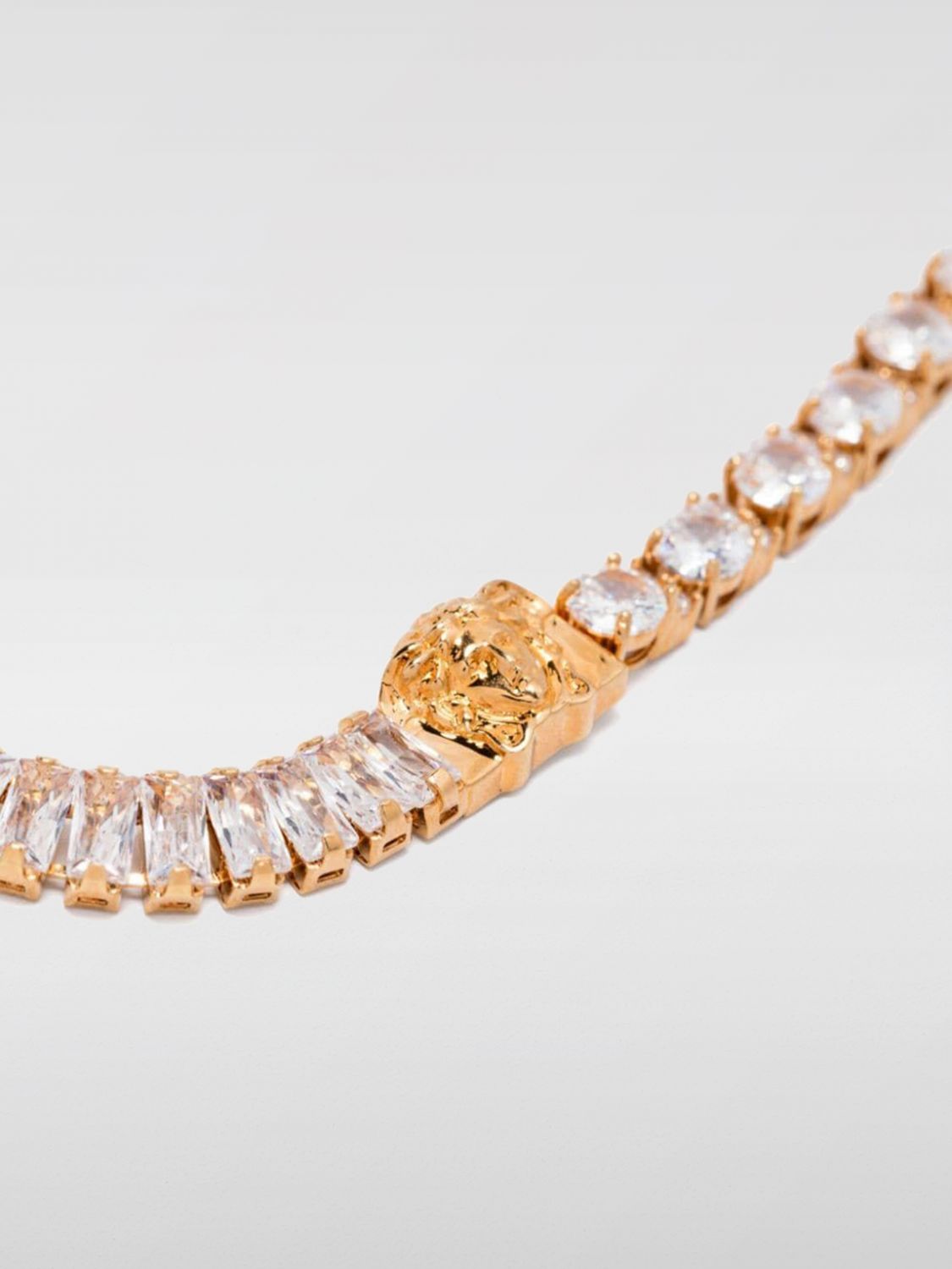 Giglio Collana Medusa Versace In Ottone Con Strass Incastonati