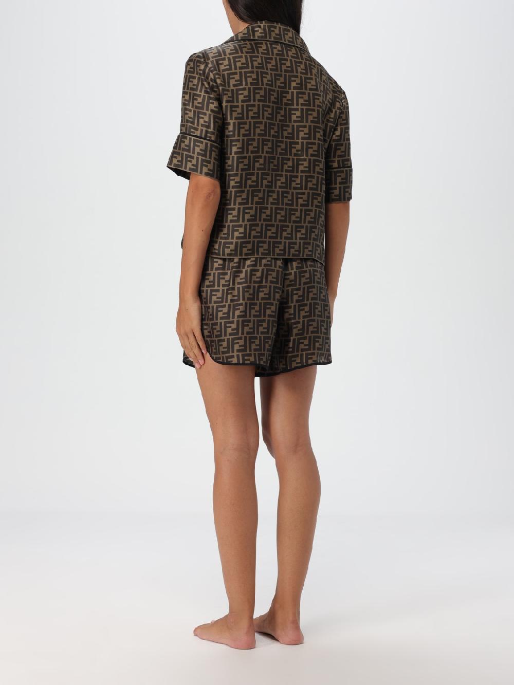 Giglio Completo Da Notte In Twill Con Logo FF Fendi
