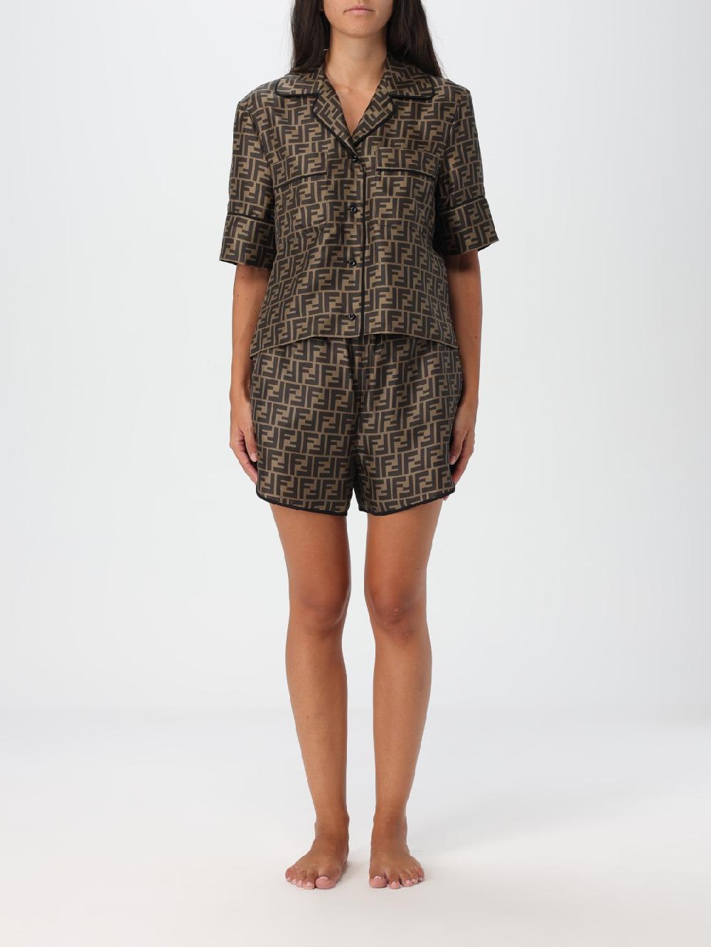 Giglio Completo da notte in twill con logo FF Fendi