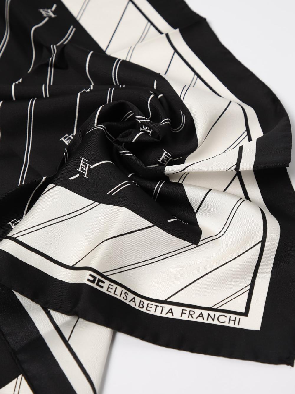 Giglio Foulard Elisabetta Franchi In Seta Con Logo Jacquard