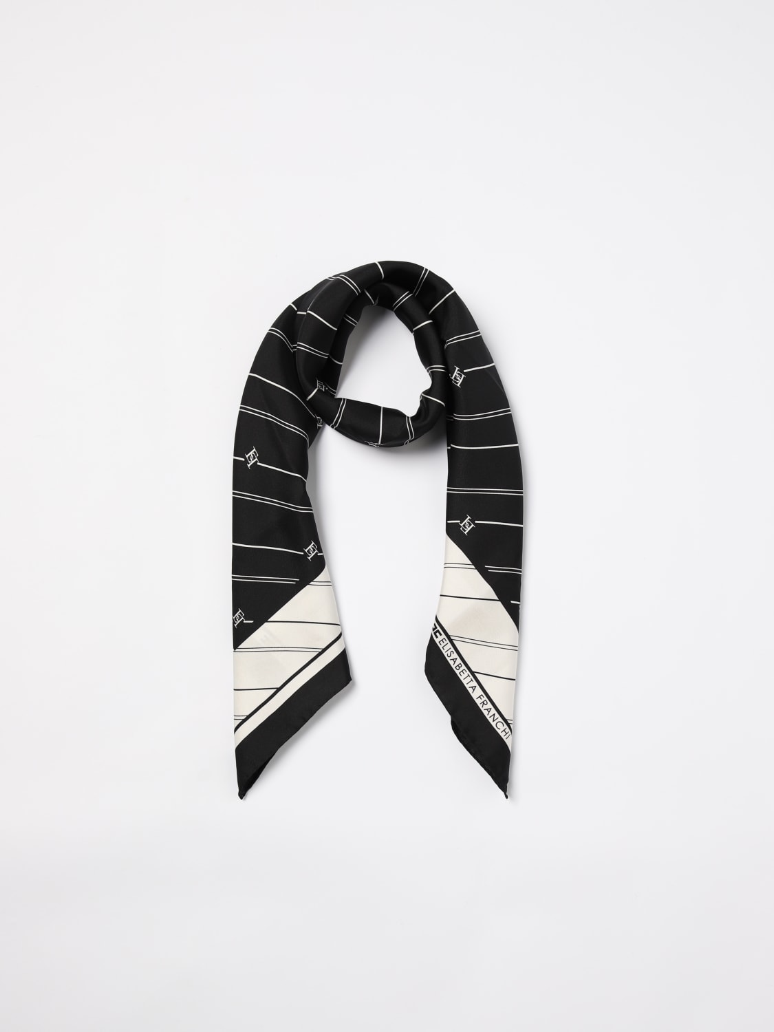 Giglio Foulard Elisabetta Franchi In Seta Con Logo Jacquard
