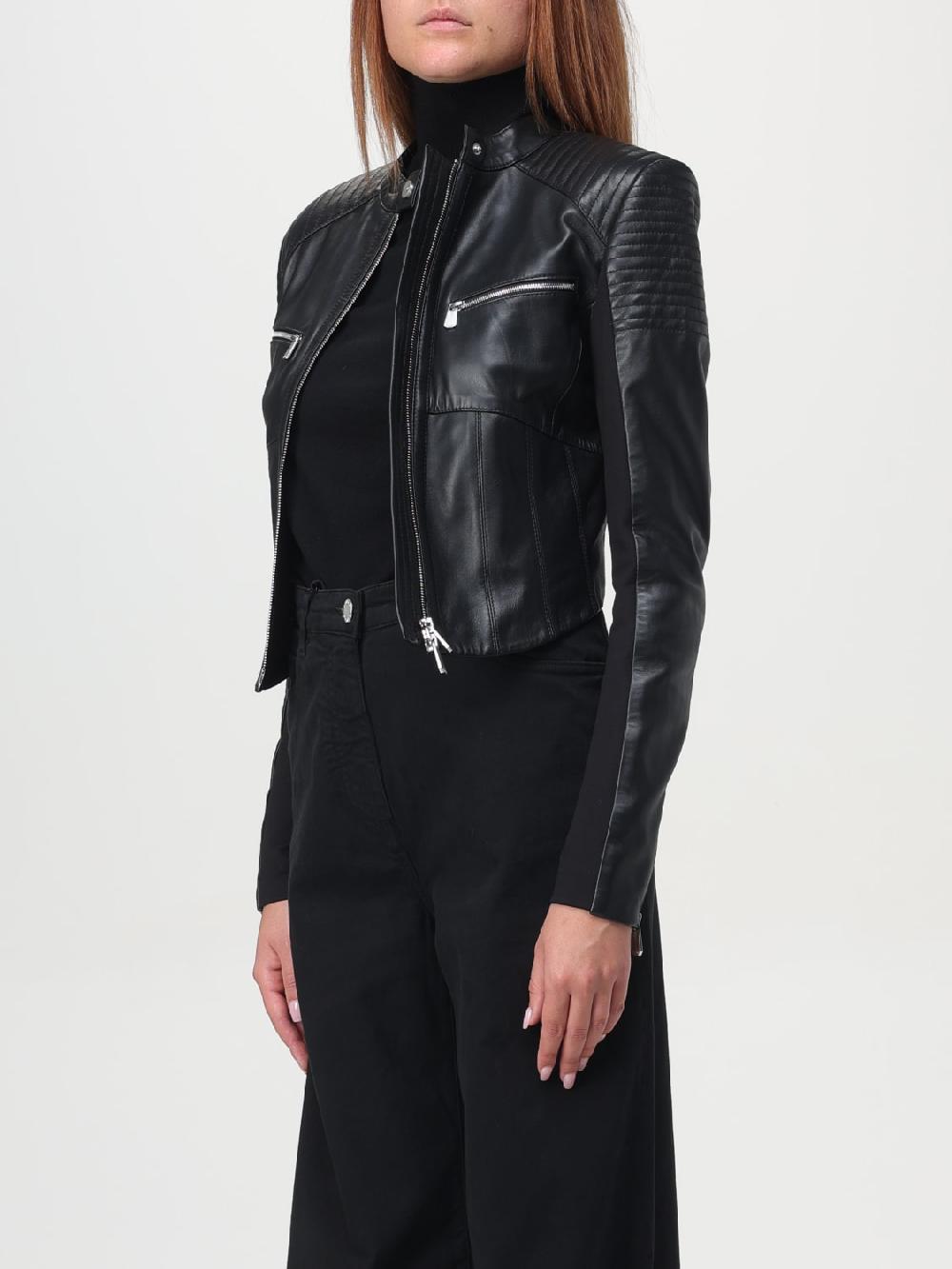 Giglio Giacca Biker Pinko In Pelle E Viscosa Tecnica