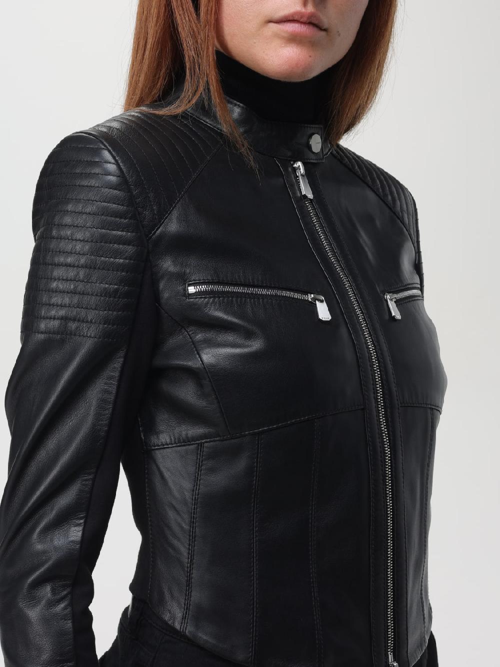 Giglio Giacca Biker Pinko In Pelle E Viscosa Tecnica