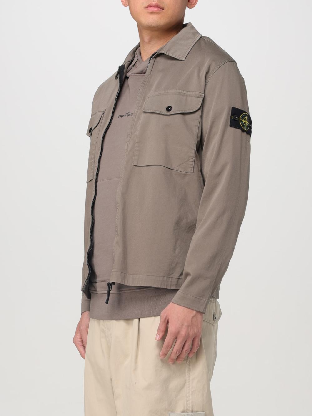 Giglio Giacca-camicia Con Zip In Cotone Stone Island