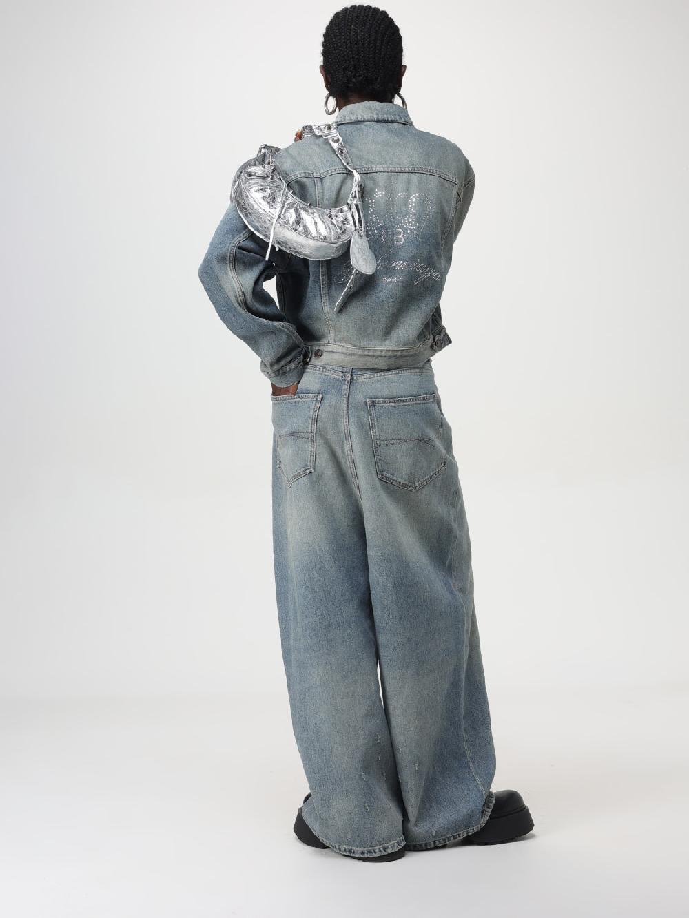 Giglio Giacca Di Jeans Balenciaga Con Logo Di Strass
