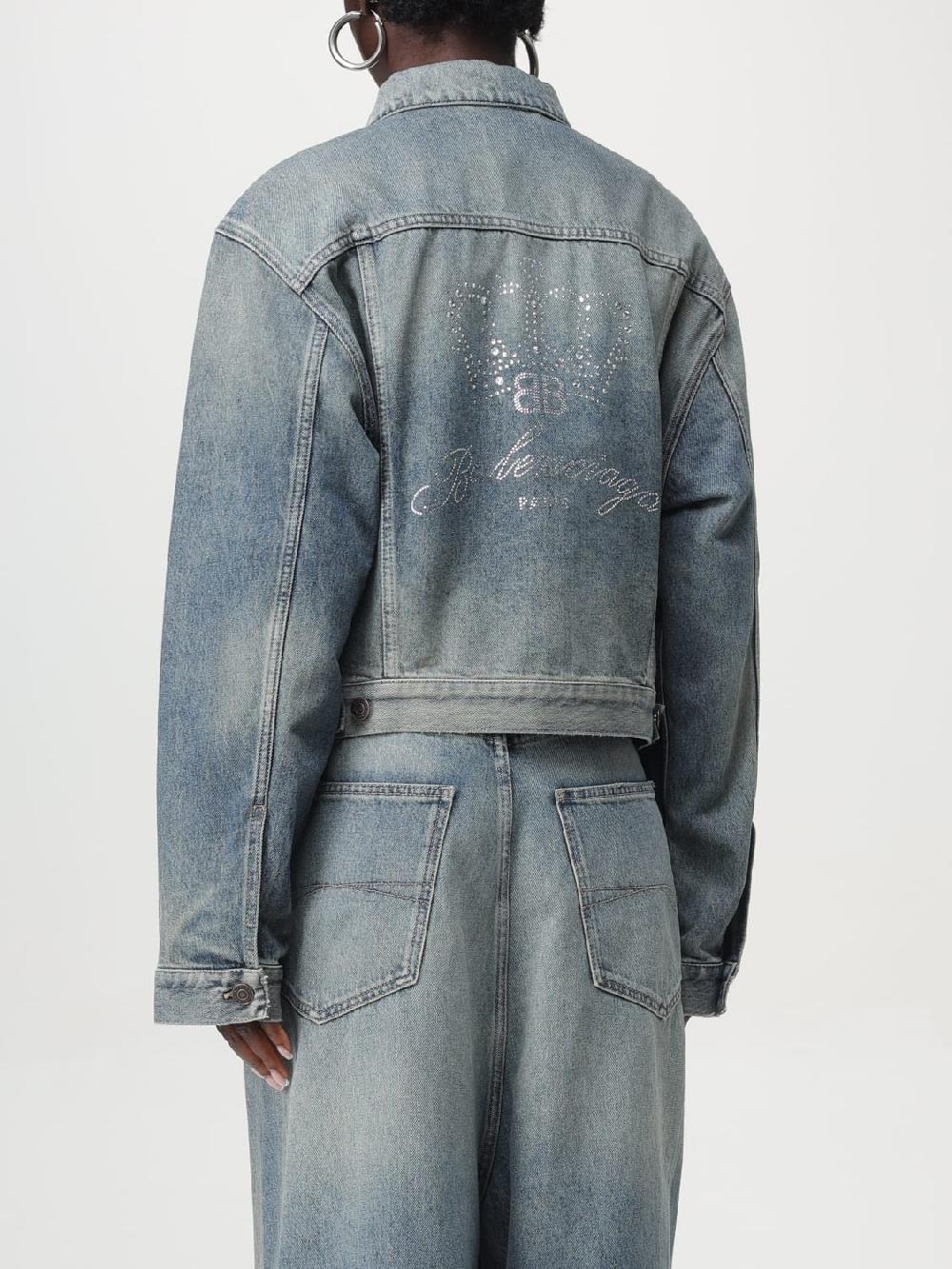 Giglio Giacca Di Jeans Balenciaga Con Logo Di Strass