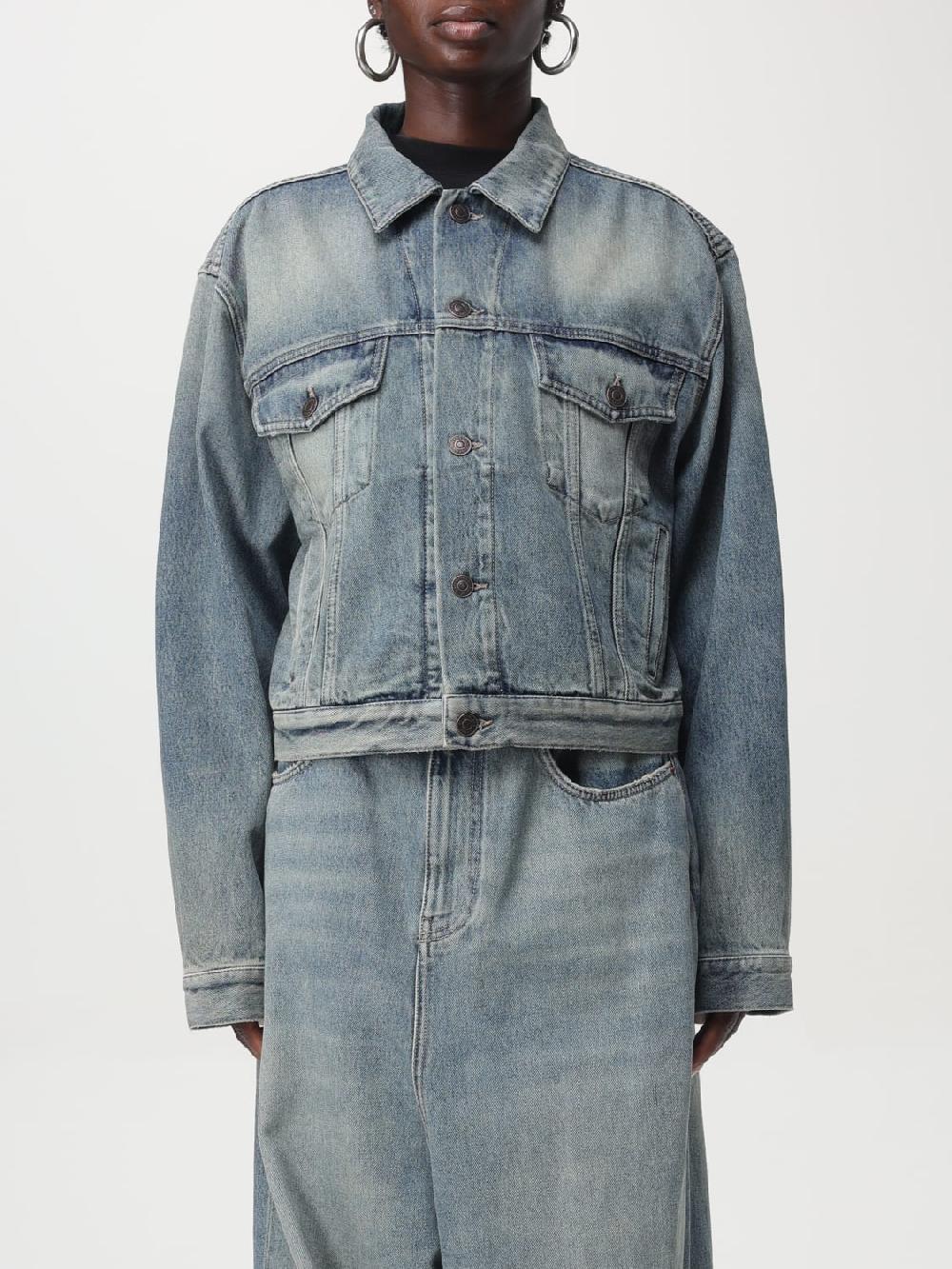 Giglio Giacca di jeans Balenciaga con logo di strass