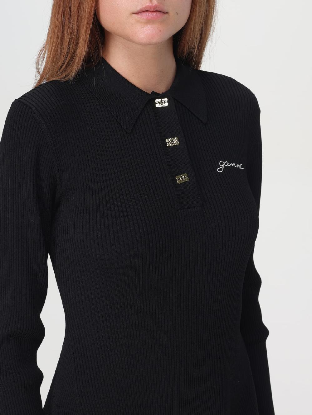 Giglio Abito A Polo Ganni In Viscosa Stretch