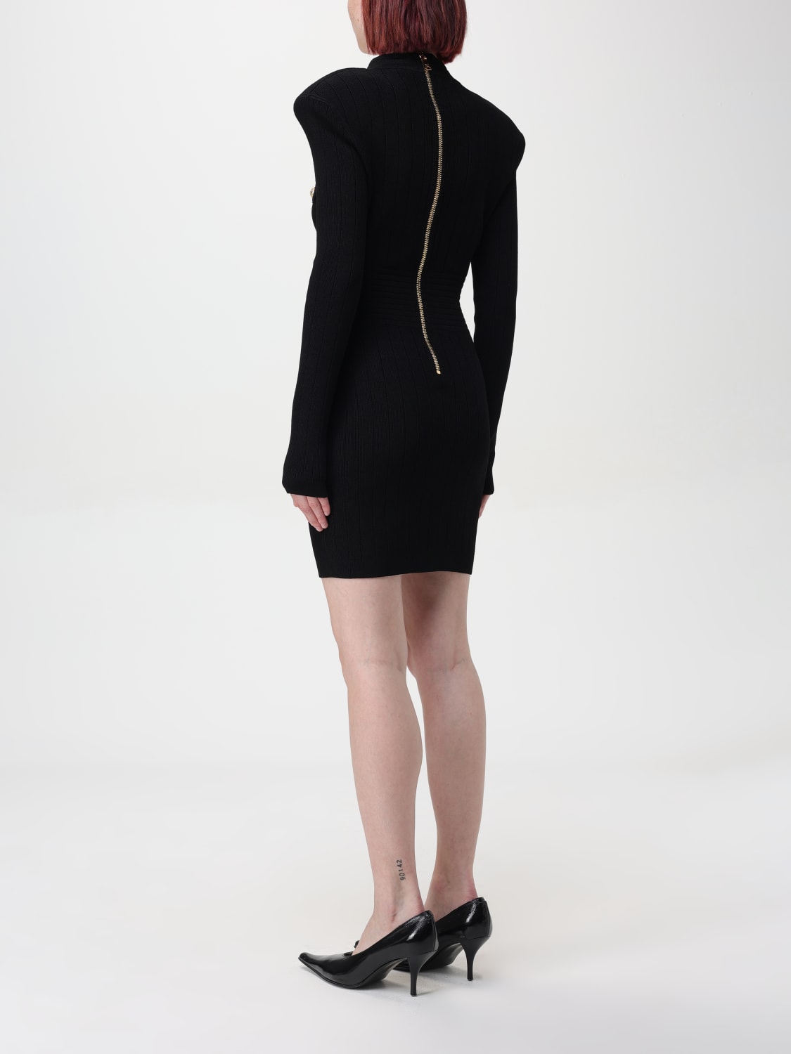 Giglio Abito Balmain In Maglia Di Viscosa A Coste