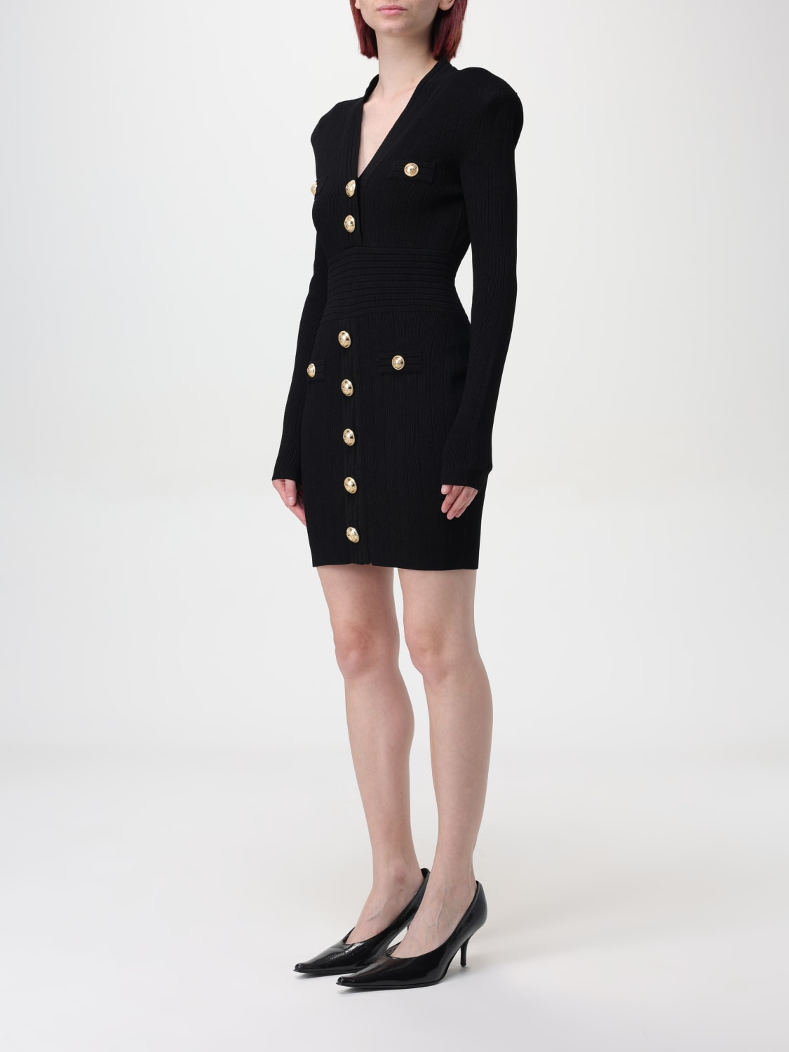 Giglio Abito Balmain In Maglia Di Viscosa A Coste