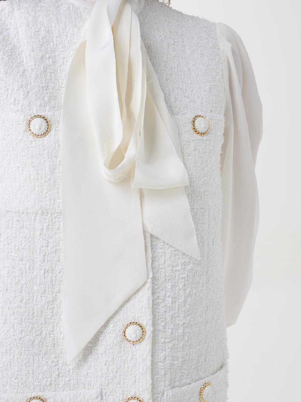 Giglio Abito Balmain In Tweed Con Piume