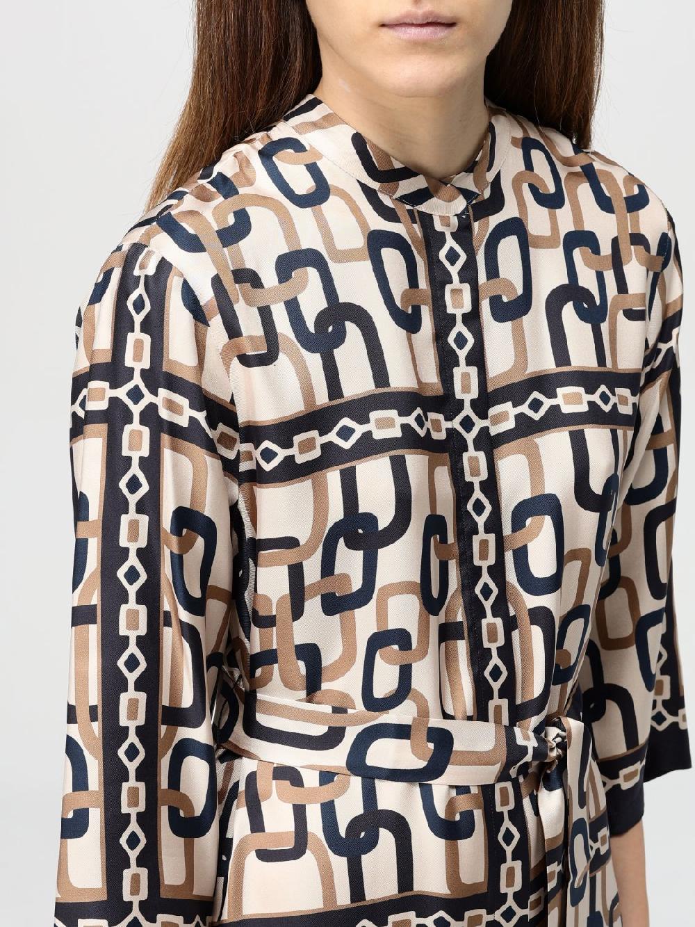 Giglio Abito Chemisier 'S Max Mara In Seta Stampata