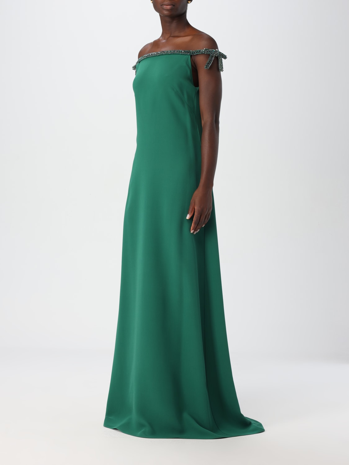 Giglio Abito Lungo In Seta Valentino