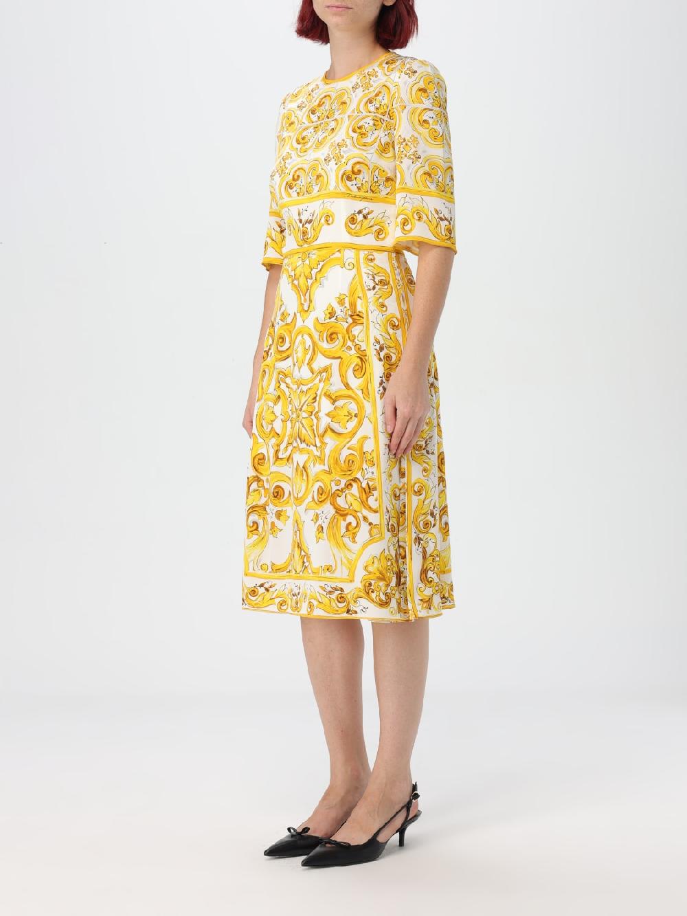 Giglio Abito Maioliche Dolce & Gabbana In Seta