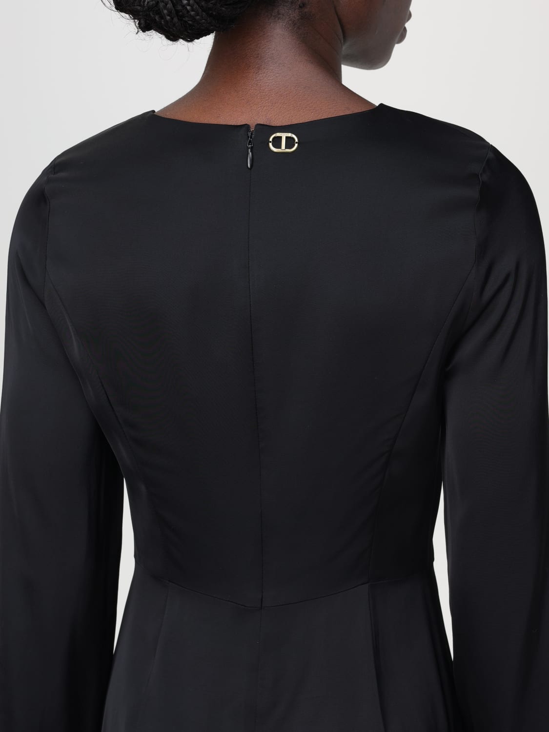 Giglio Abito Mini Twinset In Raso Con Piume