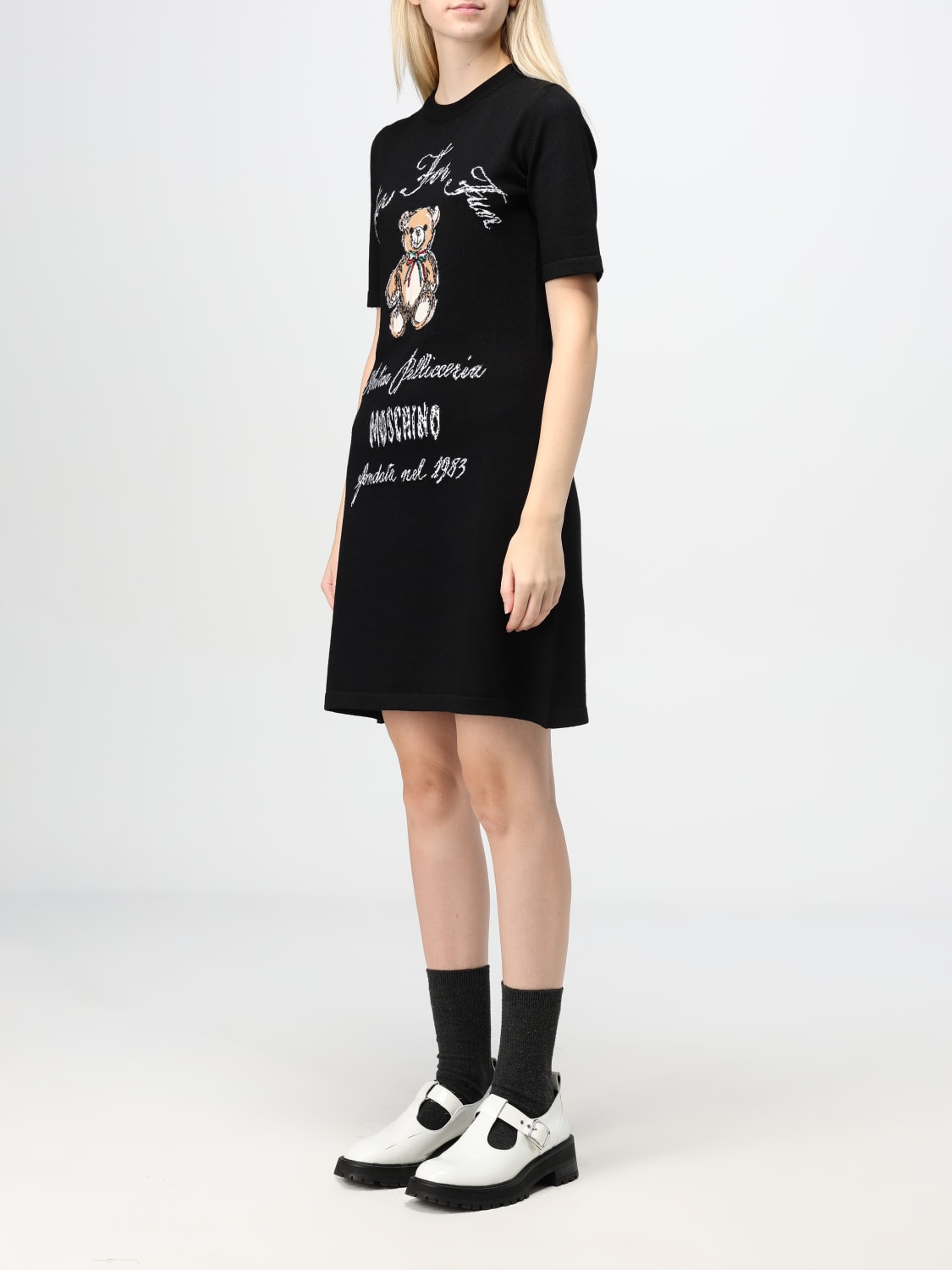 Giglio Abito Moschino Couture In Lana Stampato
