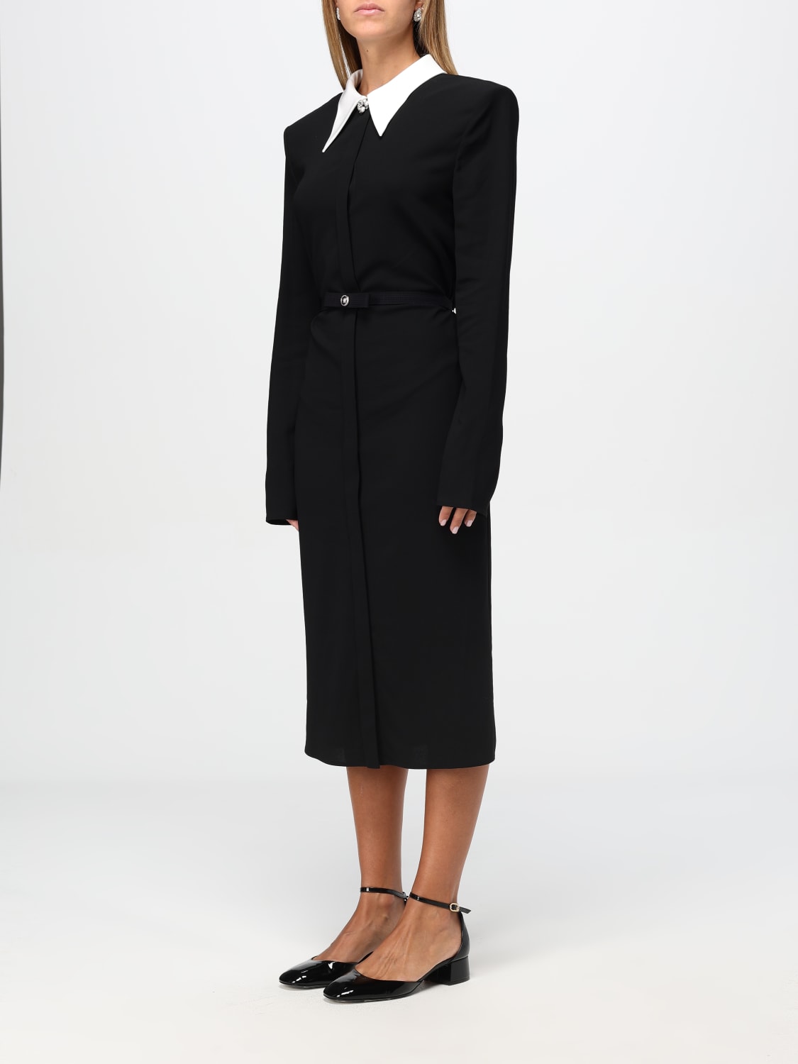 Giglio Abito Versace In Viscosa Stretch Con Perle