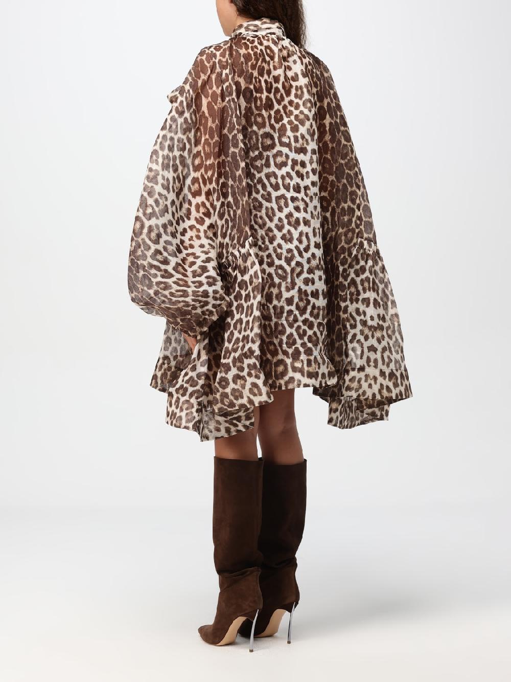 Giglio Abito Zimmermann In Lino E Seta Animalier