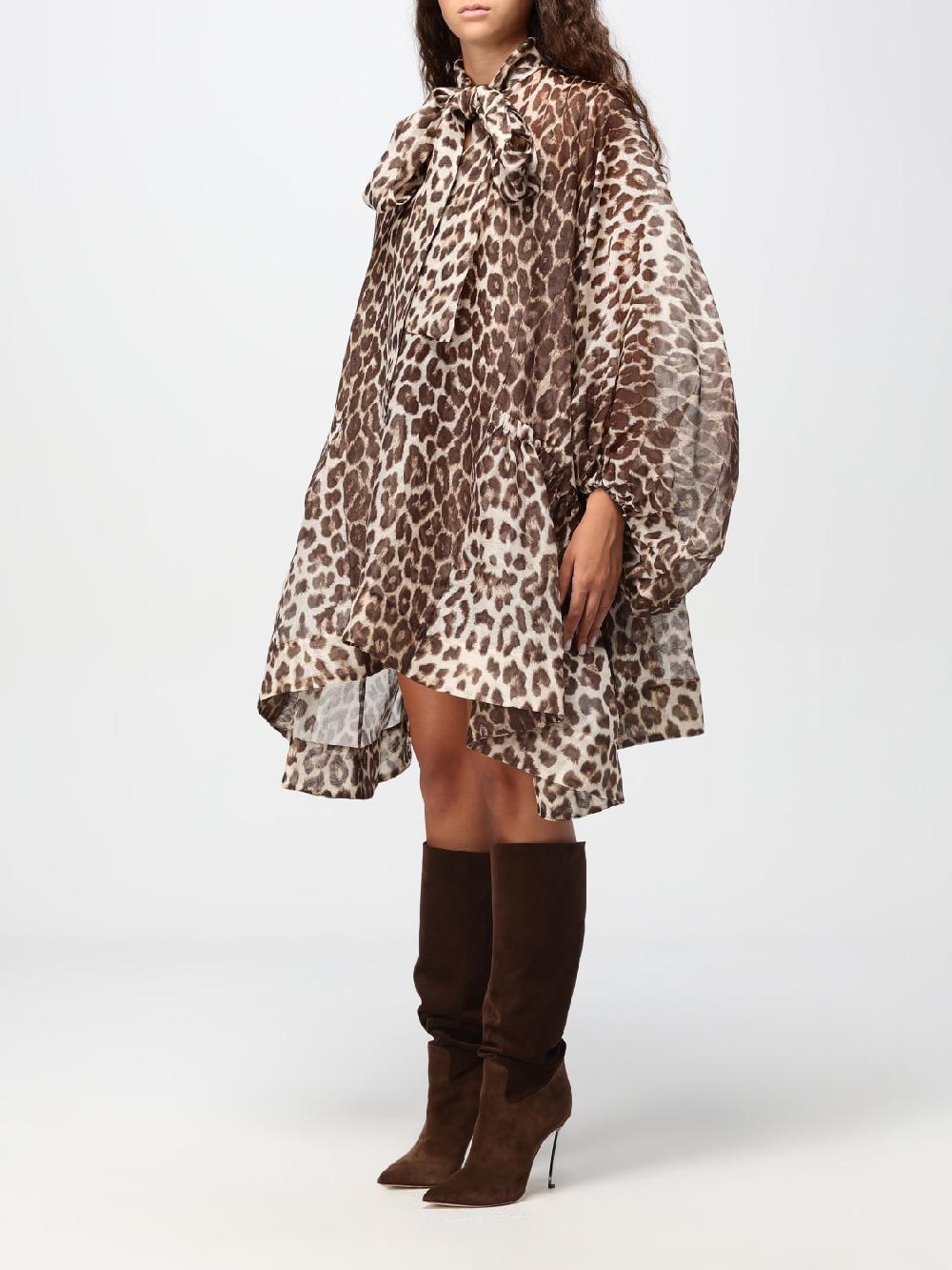 Giglio Abito Zimmermann In Lino E Seta Animalier