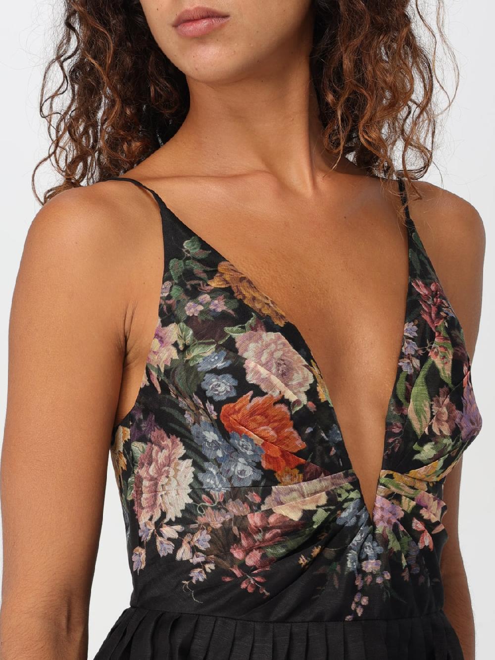 Giglio Abito Zimmermann In Lino E Seta Stampata