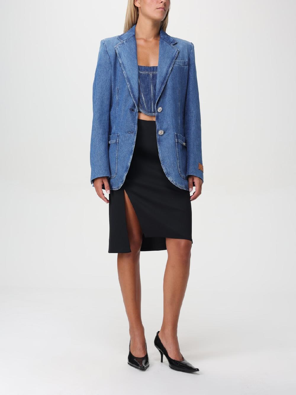 Giglio Blazer Versace In Denim Di Cotone