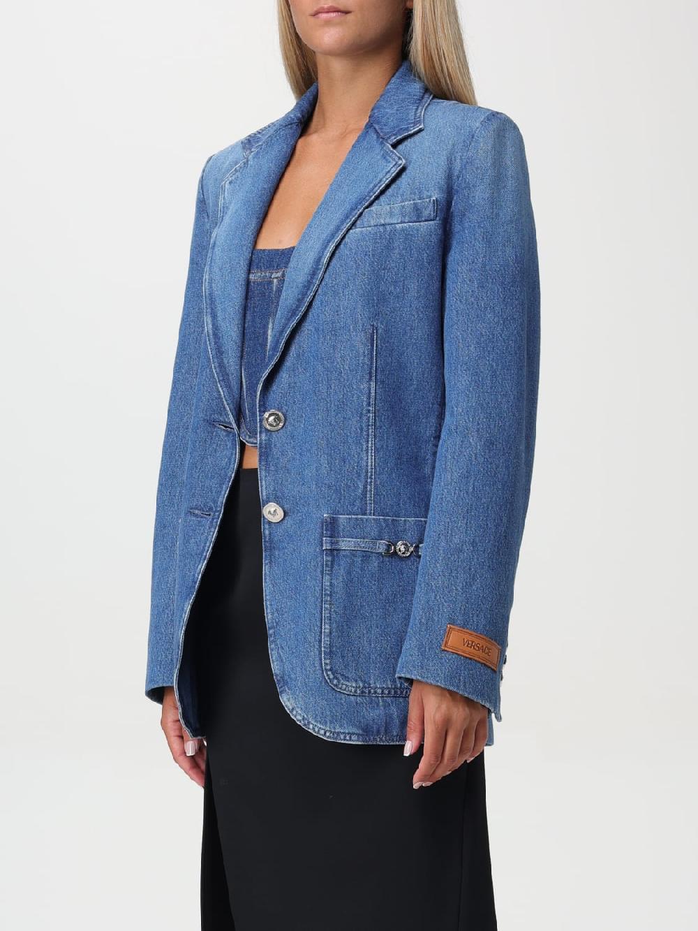 Giglio Blazer Versace In Denim Di Cotone