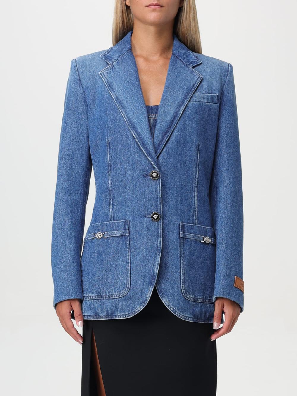 Giglio Blazer Versace in denim di cotone