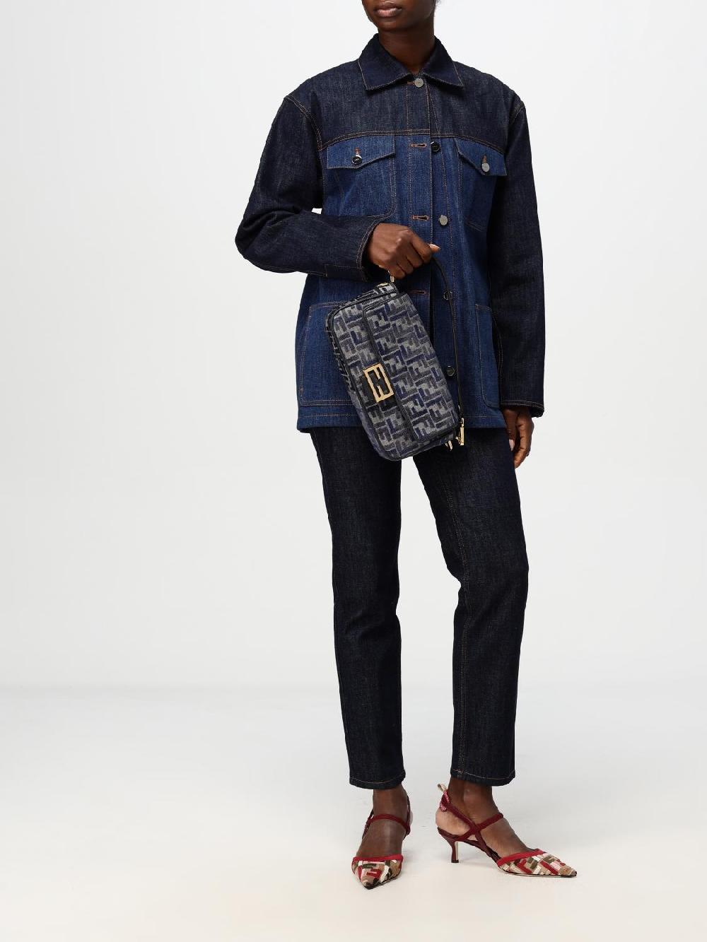 Giglio Borsa Baguette Fendi In Denim E Ciniglia