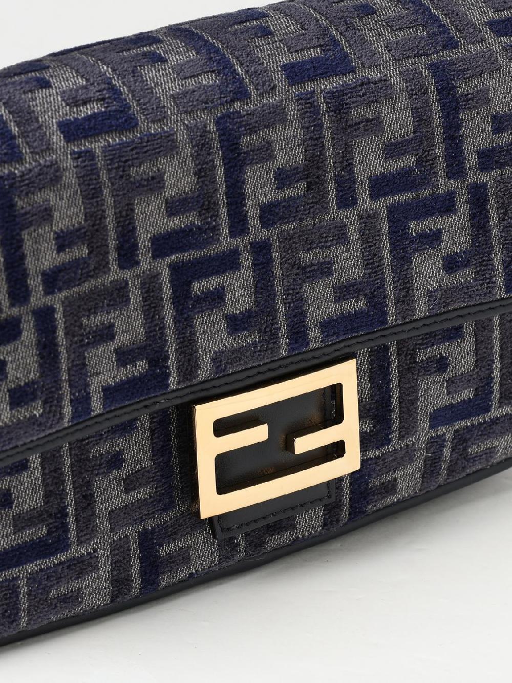 Giglio Borsa Baguette Fendi In Denim E Ciniglia