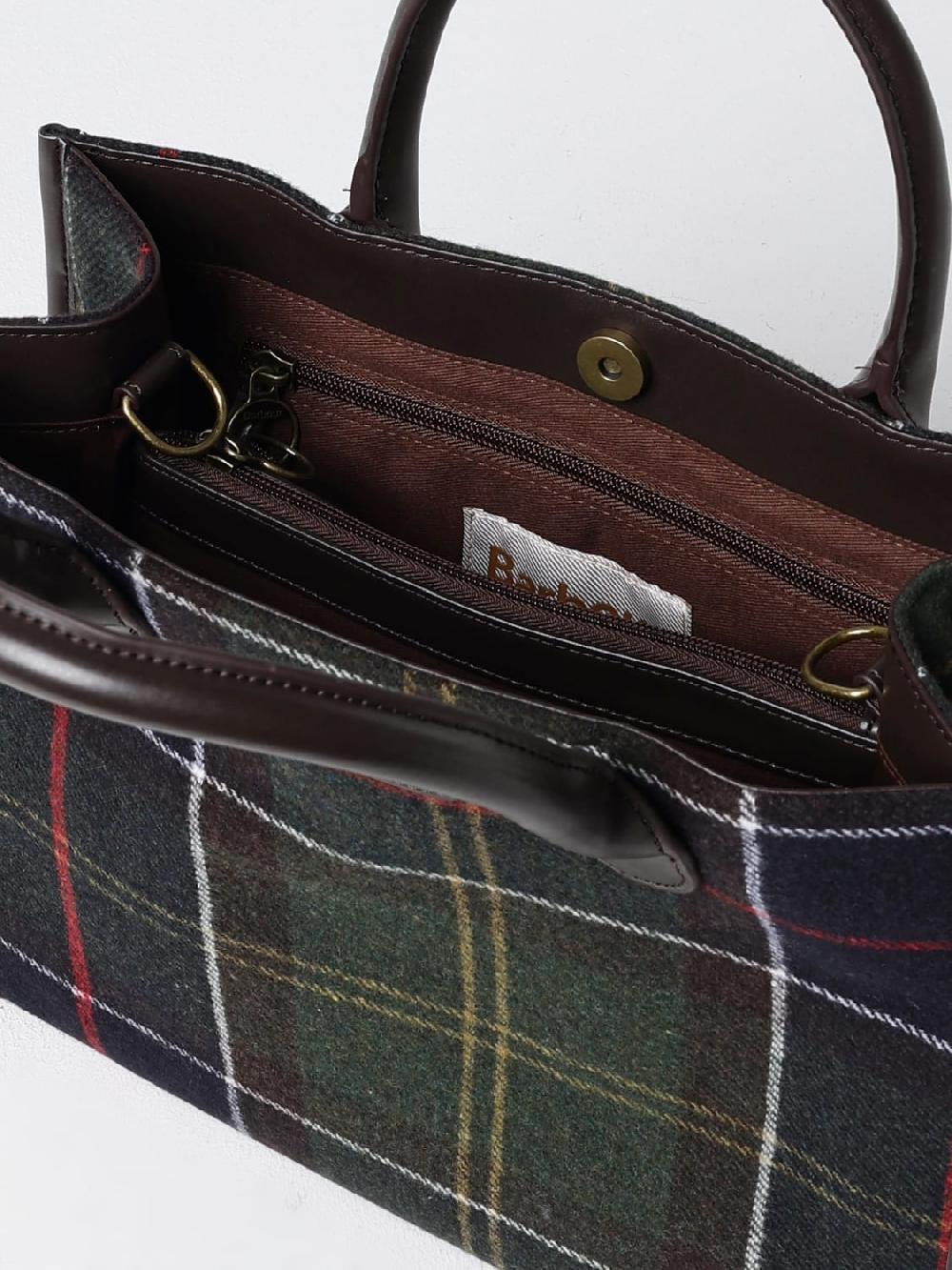 Giglio Borsa Barbour In Feltro Tartan E Pelle