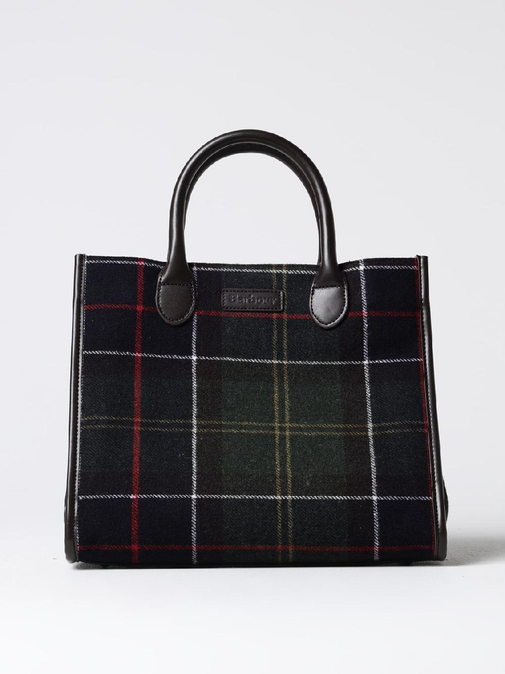 Giglio Borsa Barbour in feltro tartan e pelle